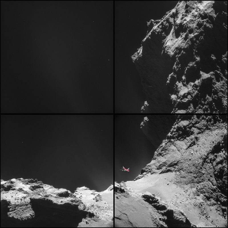 Illustration for article titled Look at the size of Rosetta's comet compared to a 747!